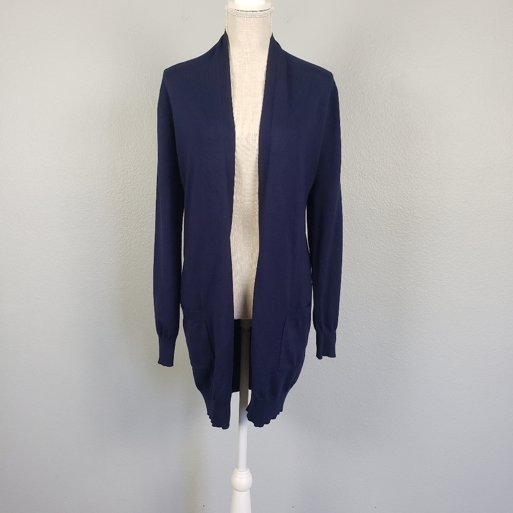 GRACE KARIN Duster Cardigan Sz S Navy Blue Soft Stretchy Normcore